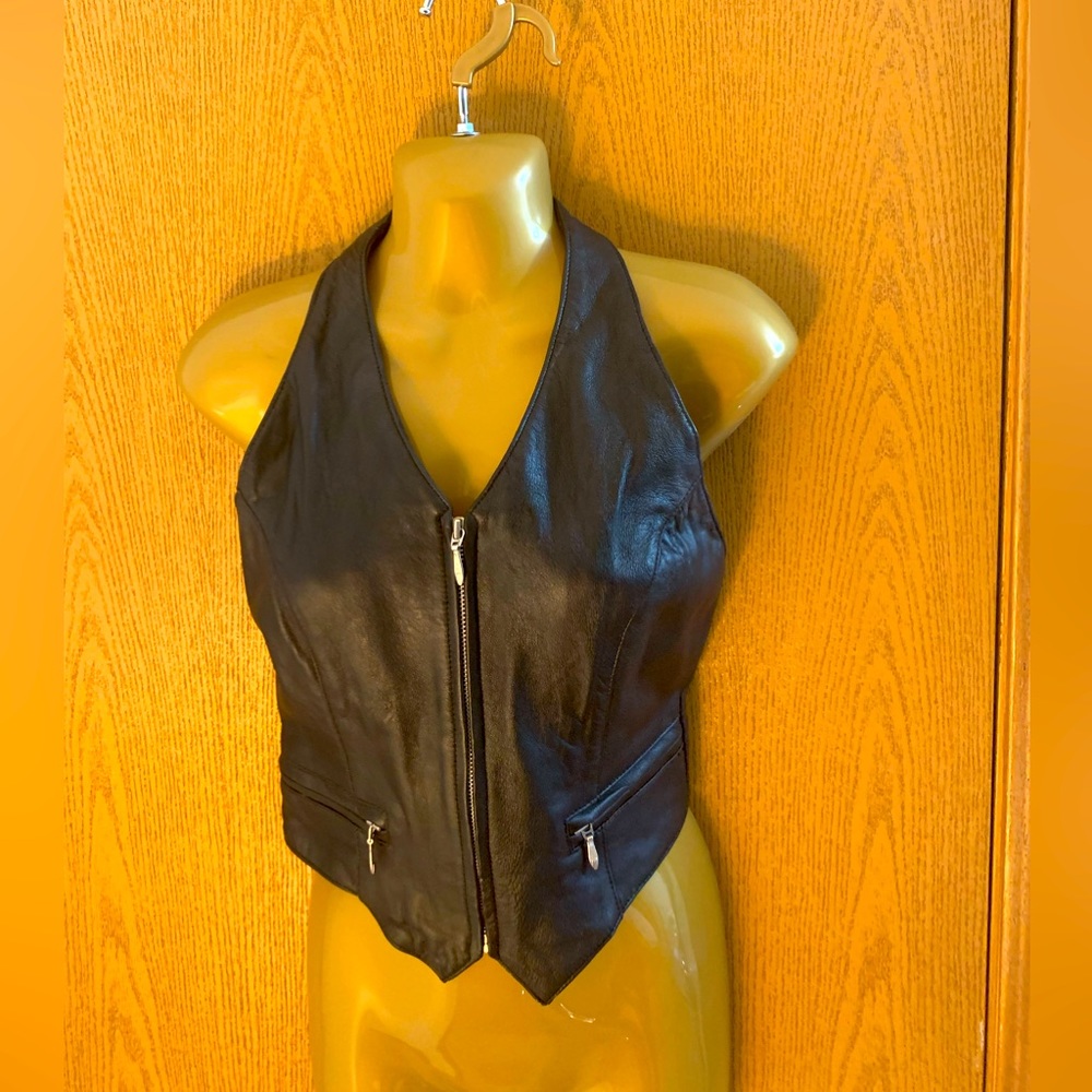 Leather halter top